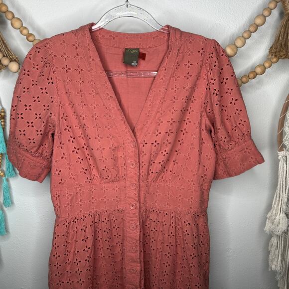 Taylor Pink Eyelet Button Front Dress - Picture 1 of 3